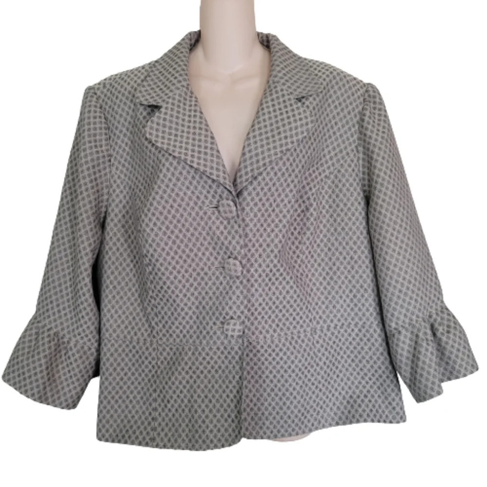 Giorgio Sant' Angelo Cropped Ruffle Quarter Sleeve Blazer Jacket Size Women 24W